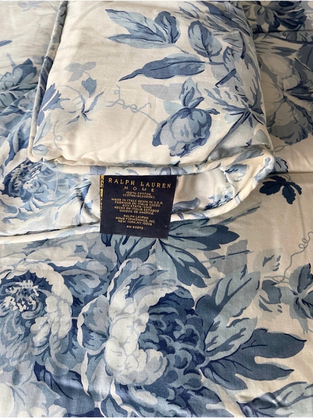 Ralph Lauren Blue and White Floral Comforter RARE! Elsa! - Picture 8 of 9